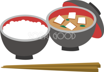ご飯-お味噌汁 食べ物-食材イラスト
