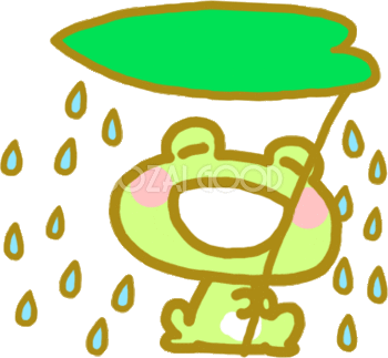 お天気（雨）カエル 無料イラスト（アニメーション）
