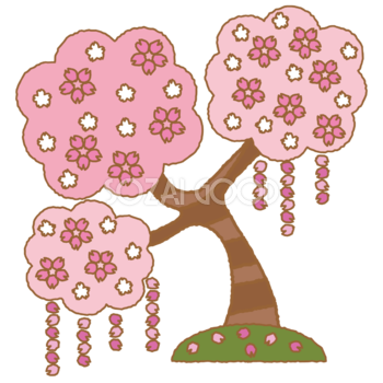 桜の木ポップのかわいい無料イラスト-春41350