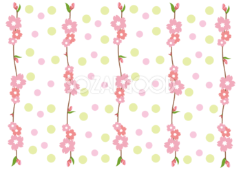 ドットと枝に咲く桜の無料イラスト／春の背景41927