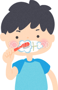 歯磨きする男の子の無料イラスト／医療／健康43699