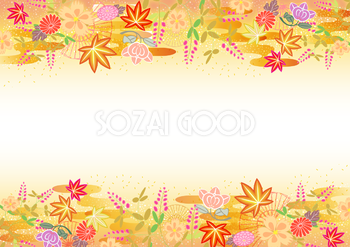 紅葉和風(秋の花)の背景フレーム枠無料イラスト画像54097