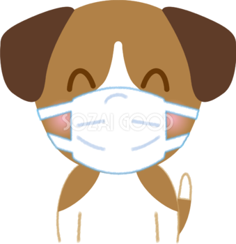 犬のマスク姿『笑顔』無料イラスト62109