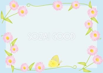 春紫苑(はるじおん)春4月-5月の花フレーム無料イラスト68664