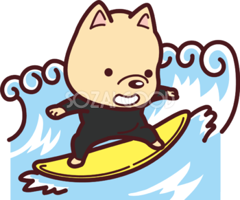 犬がサーフィン  オリンピック競技 かわいい無料イラスト69491