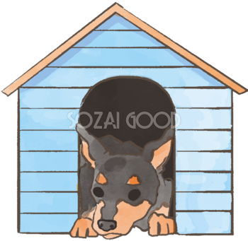 ミニチュアピンシャー(犬小屋)かわいい犬の無料イラスト70406