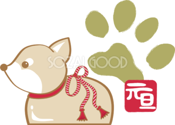 戌年(戌陶器の横姿)無料イラスト2018かわいい犬80930