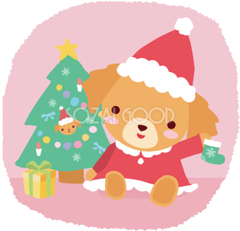 ゴールデン・レトリーバー(犬)サンタクロースのクリスマスかわいい動物無料イラスト81158