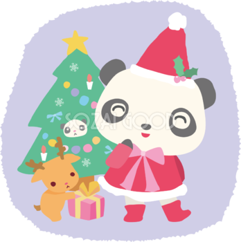パンダ サンタクロースのクリスマスかわいい動物無料イラスト81168