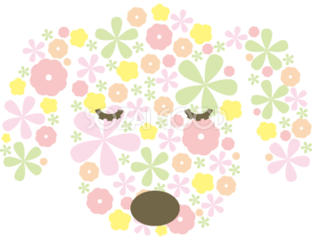 たくさんの花でできた犬の顔おしゃれ2018戌年無料イラスト81449