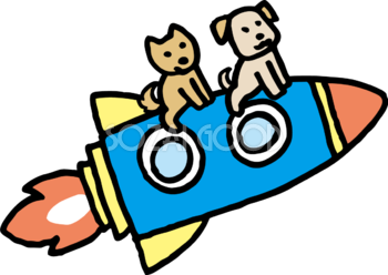 犬がロケットで宇宙旅行 かわいい無料イラスト81758
