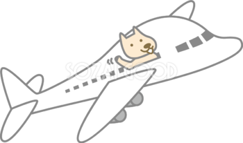 飛行機に乗った犬 かわいい無料イラスト81808