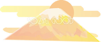 和風 富士山と太陽 無料イラスト82692