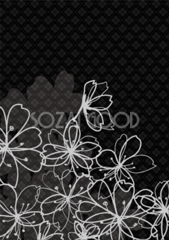 黒背景に描かれた桜の花のイメージデザイン無料フリーイラスト83238