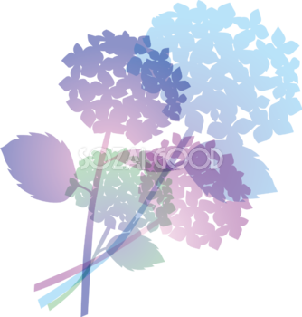 グラデーションのおしゃれ綺麗な紫陽花イラスト無料フリー83746