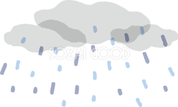 3つの重なる雲と雨のかわいい梅雨の無料フリーイラスト83807