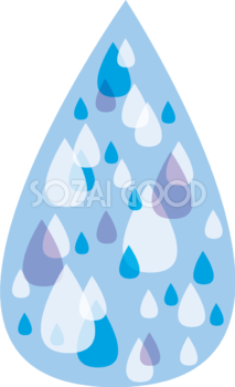 大きな雨粒の中に雨粒模様のかわいい梅雨の無料フリーイラスト83858