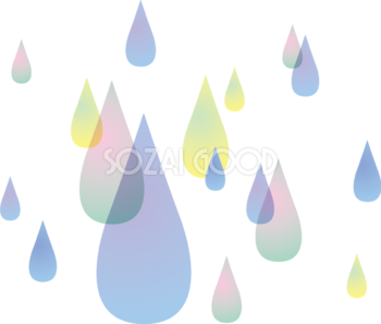 透けて重なる雨粒のかわいい梅雨の無料フリーイラスト83859