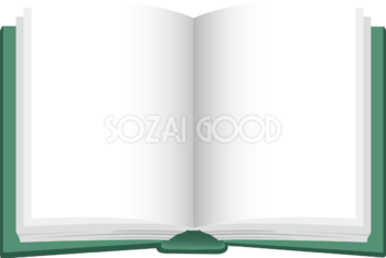 リアルな緑の開いた本の見開きイラスト無料フリー84552
