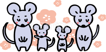 あいさつする ねずみ(ネズミ 鼠)の家族 かわいい子年の無料イラスト(2020)85284
