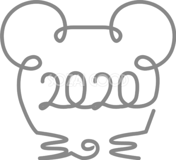 アイアン風の かわいい ねずみ(ネズミ 鼠) の顔の飾り 2020子年イラスト無料 フリー85923