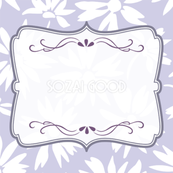 紫の花背景 おしゃれなボタニカル風(植物)のフレーム枠イラスト無料 フリー86514