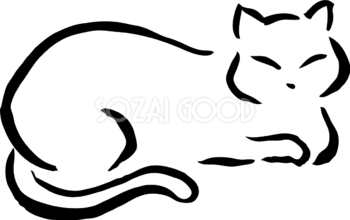 横になってこちらを見るポーズの白猫 かわいいネコ イラスト無料 フリー86652
