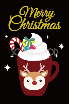 トナカイのマグカップ かわいいクリスマスイラスト無料 フリー86932