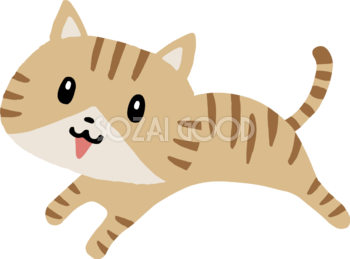 走るトラ猫 かわいいネコのイラスト無料 フリー86997