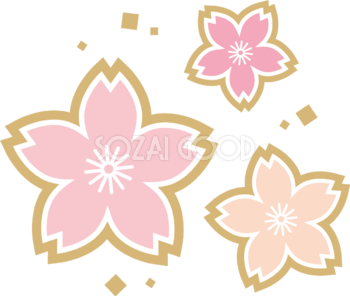 ３つのかわいい桜の花イラスト無料 フリー87078