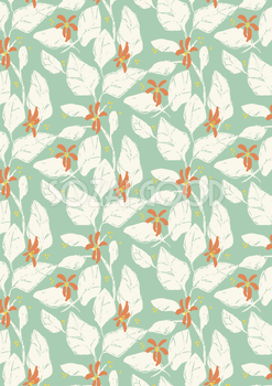 おしゃれペイント葉っぱと花ボタニカル柄(植物)背景イラスト無料 フリー87299