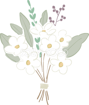 かわいいお花の小さなブーケおしゃれボタニカル(植物)イラスト無料 フリー87779