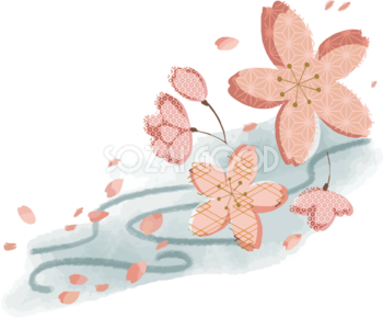和風 舞い散る桜の花びらイラスト無料 フリー88455