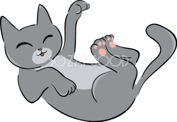 かわいいグレー猫イラスト じゃれる 無料 フリー88672