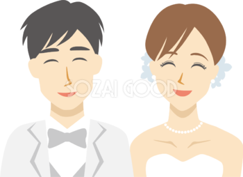 結婚式 男性 女性 笑顔イラスト無料 フリー89438