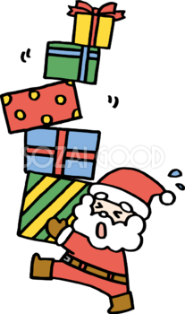 プレゼントを運ぶサンタクロース かわいいクリスマスイラスト無料 フリー90073