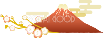 富士山 梅の花 和風 イラスト無料 フリー90487