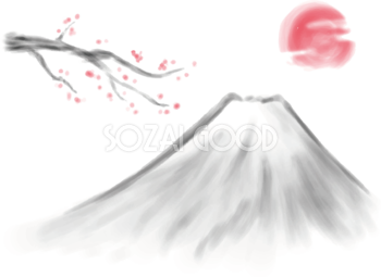 富士山 梅の花 かっこいい イラスト無料 フリー90495