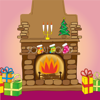 クリスマス 暖炉イラスト無料 フリー90593