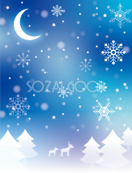 冬 雪の結晶 綺麗(幻想的)な景色 背景イラスト無料 フリー90703
