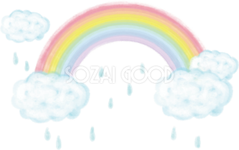虹 雲 雨 パステル 7色 イラスト 無料 フリー90843
