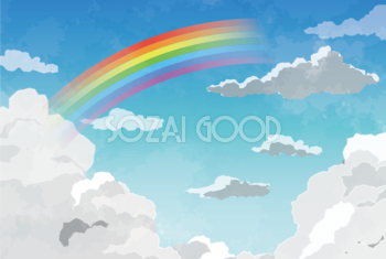 虹 背景 空 雲 おしゃれ 7色 イラスト無料 フリー90898