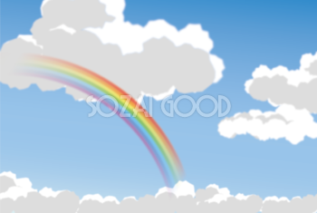 虹 背景 空 雲 リアル 7色 イラスト無料 フリー90908