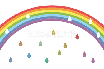 虹 綺麗 雨 しずく 7色 イラスト無料 フリー90913