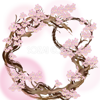 桜の木 枝 フレーム枠 背景 和風 イラスト無料 フリー91088