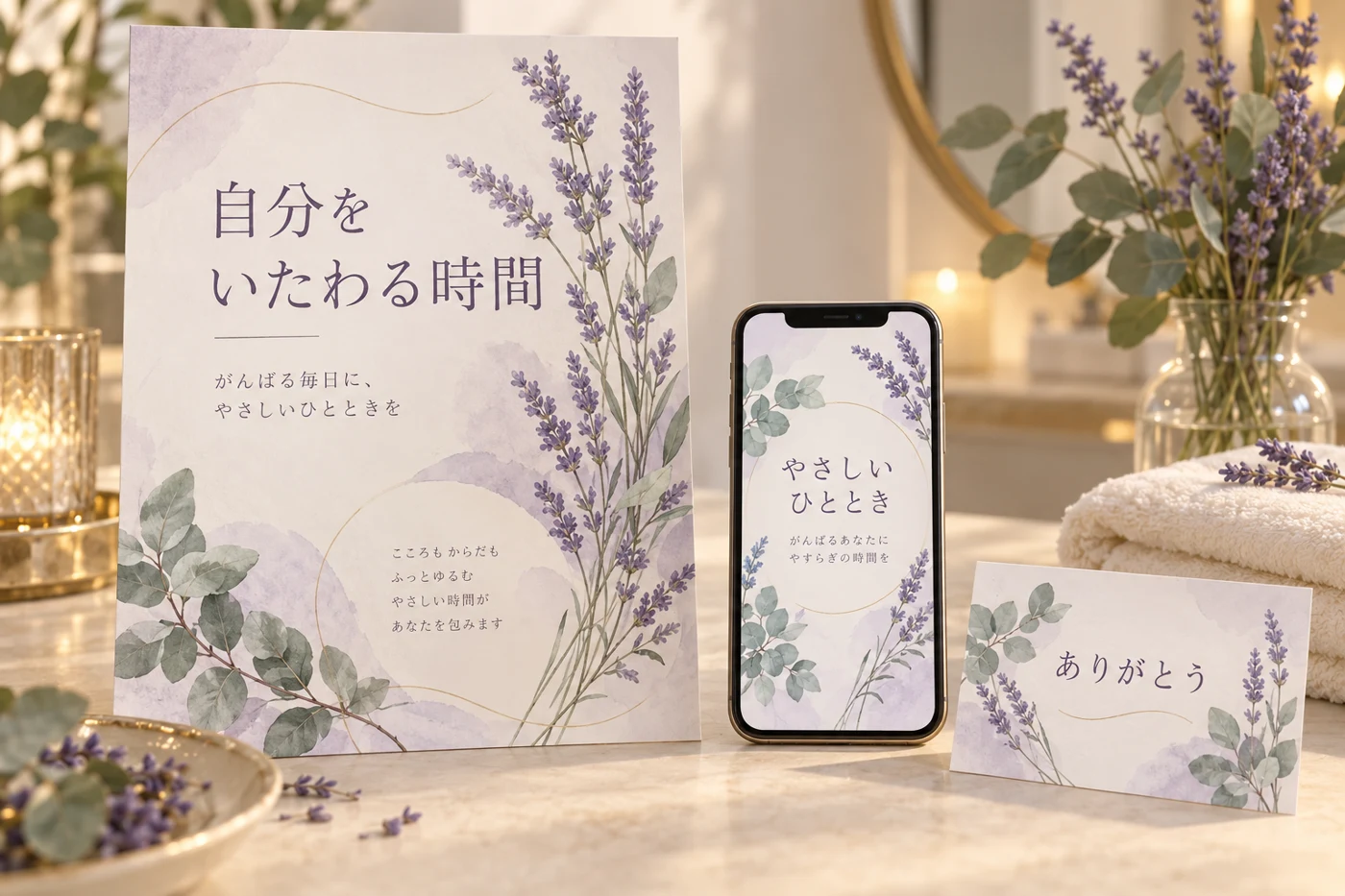サロン:落ち着いた雰囲気の告知画像・カードの完成見本
