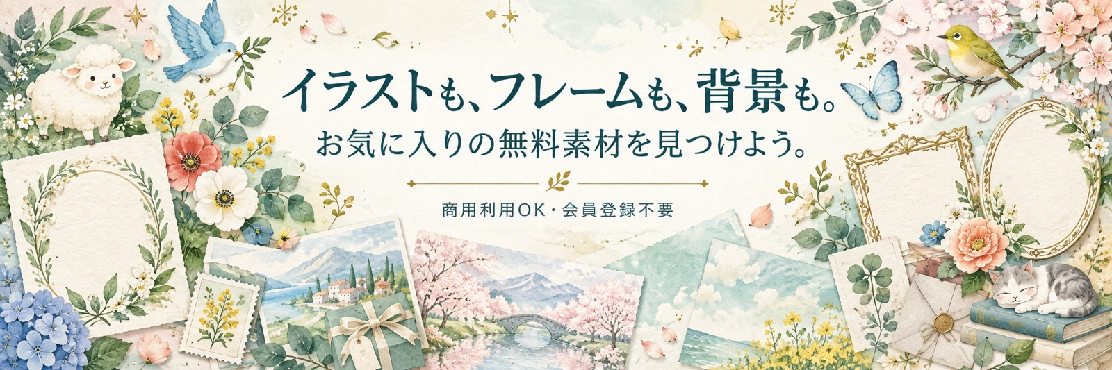 イラストも、フレームも、背景も。お気に入りの無料素材を見つけよう。商用利用OK・会員登録不要