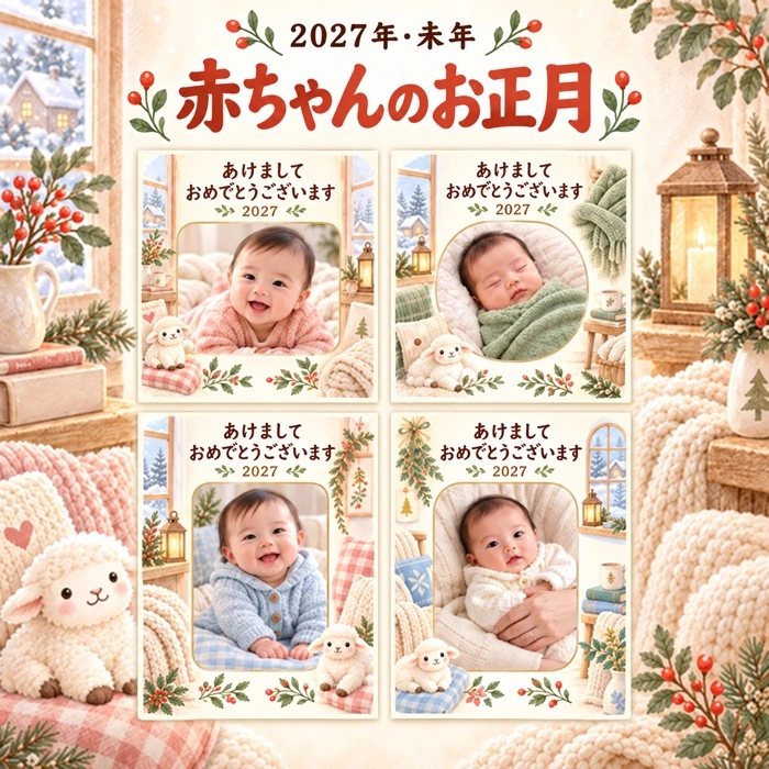 赤ちゃんのお正月の年賀状デザイン紹介