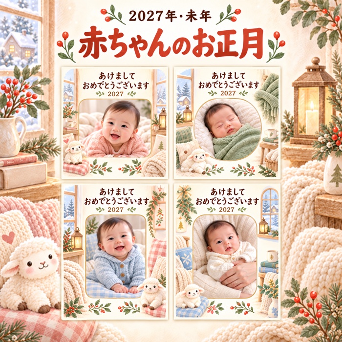 赤ちゃんのお正月の年賀状デザイン紹介
