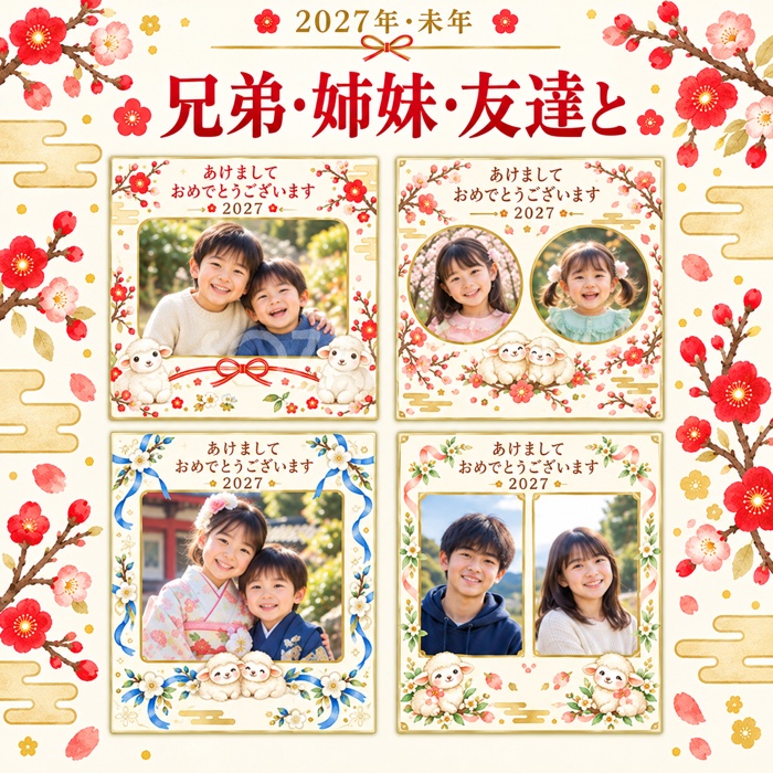 兄弟・姉妹・友達との年賀状デザイン紹介